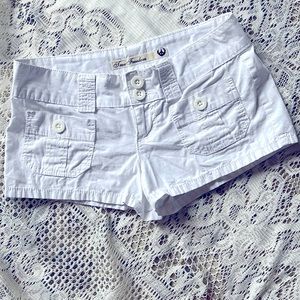 Low Rise White linen Shorts
